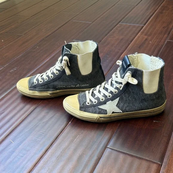 Golden Goose High-Tops in Blue Denim and White - Picture 2 of 8